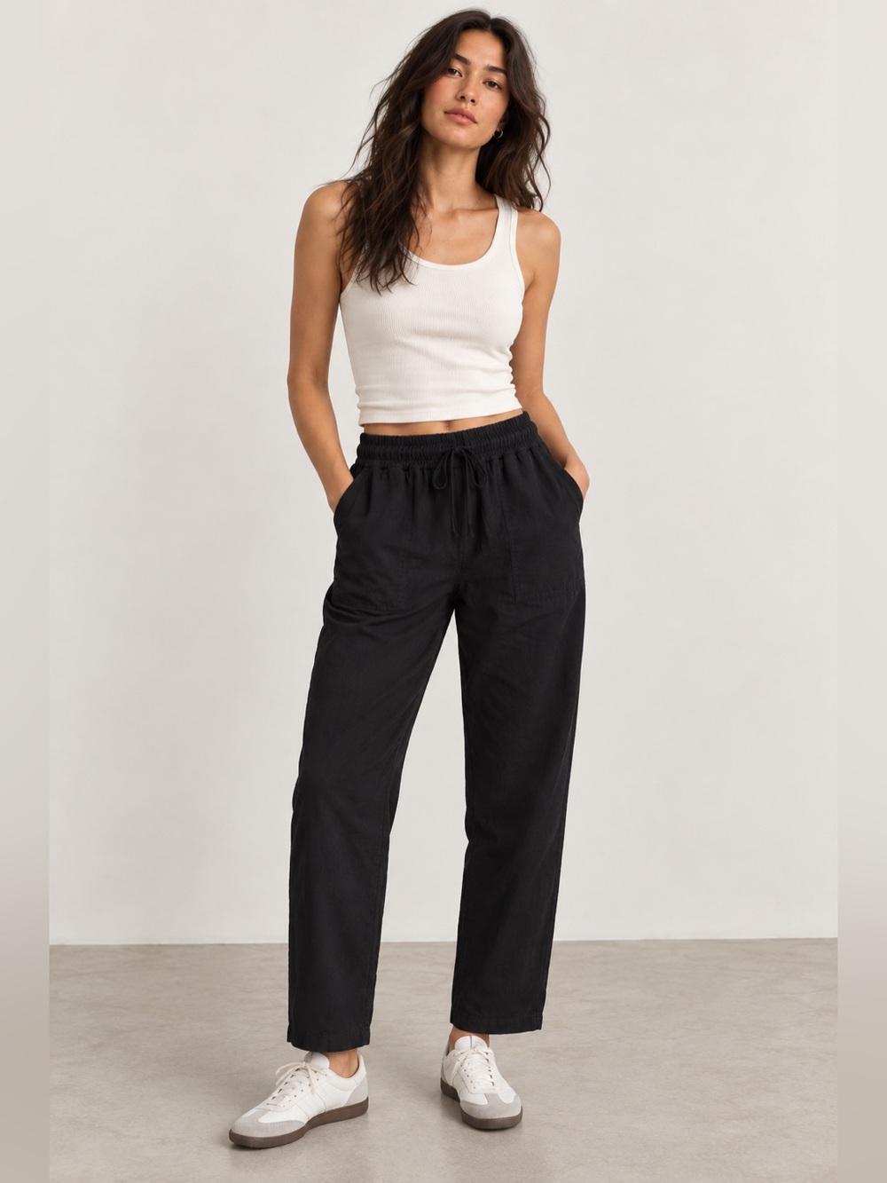 OAK NYC Women's Black Stagg Straight Leg Pull On Casual Pants Small NWT